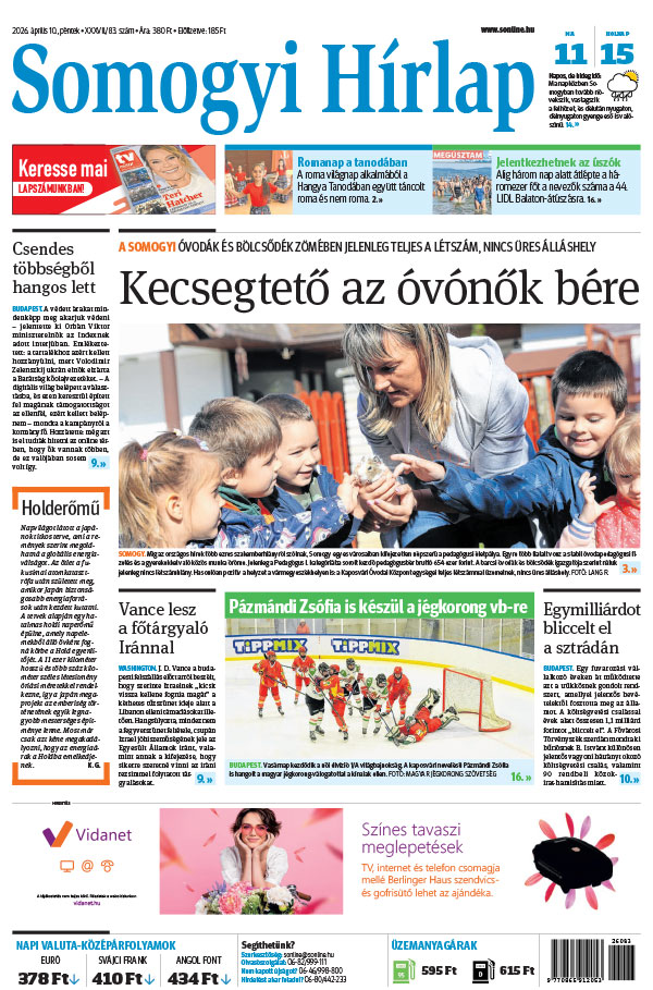 Lapszám: 2026. 04. 10. + MELLÉKLET